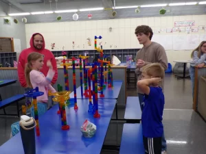 Students and staff playing at Power Up! afterschool program